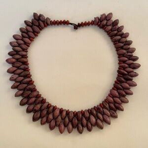 Elegant Maroon & Brown Beaded Necklace by Brazilian Indigenous Women